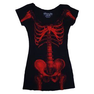 Kreepsville 666 Red Skeleton Bone Black Mini Dress